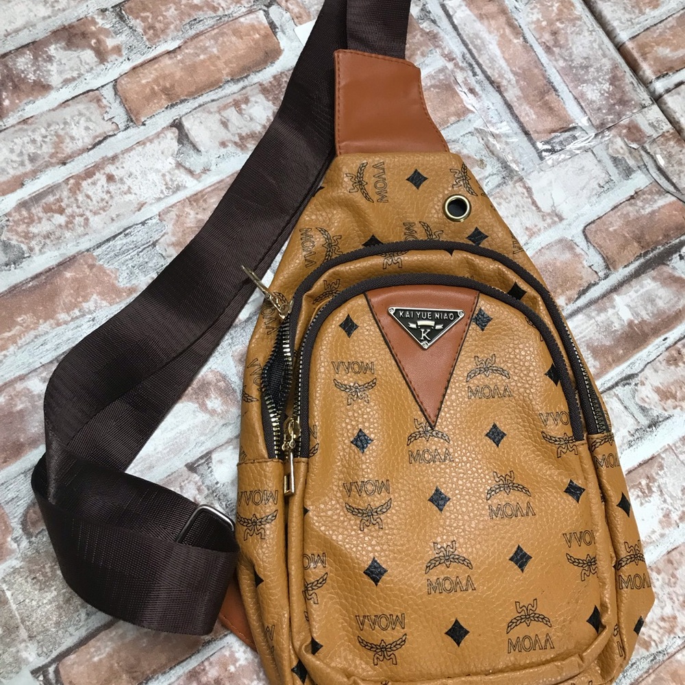 WOMEN'S OR MEN'S TAN SLING BAG  12"X8"